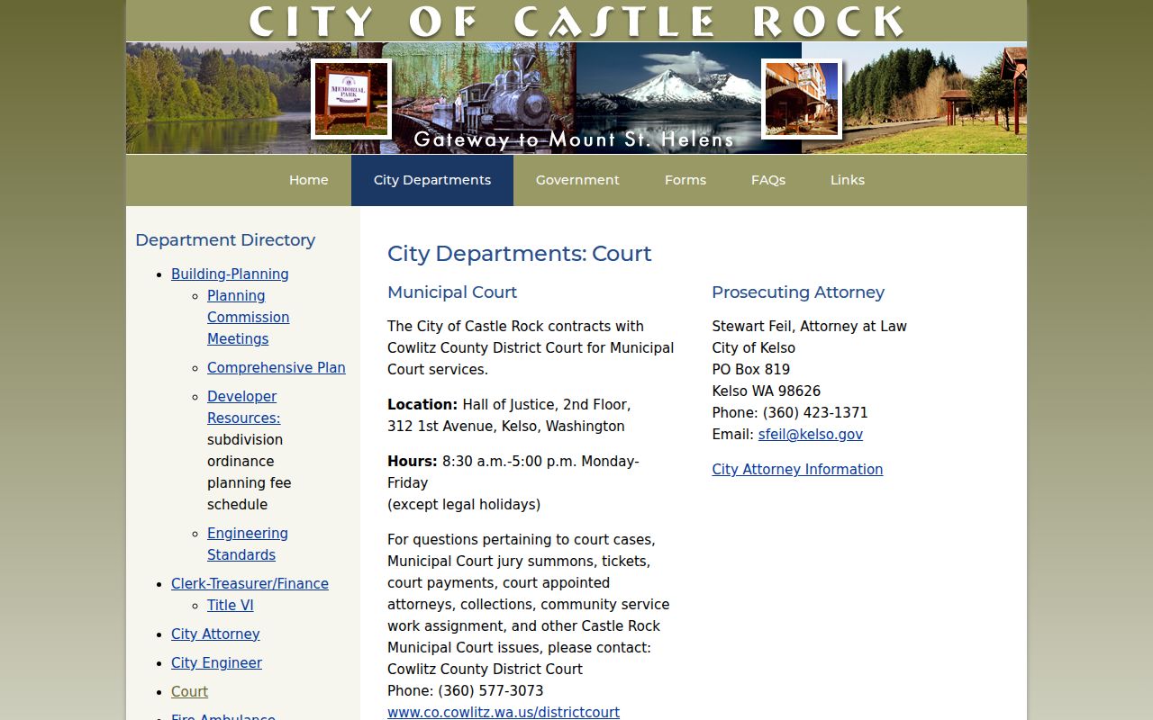 Official Castle Rock Municipal Court routing page