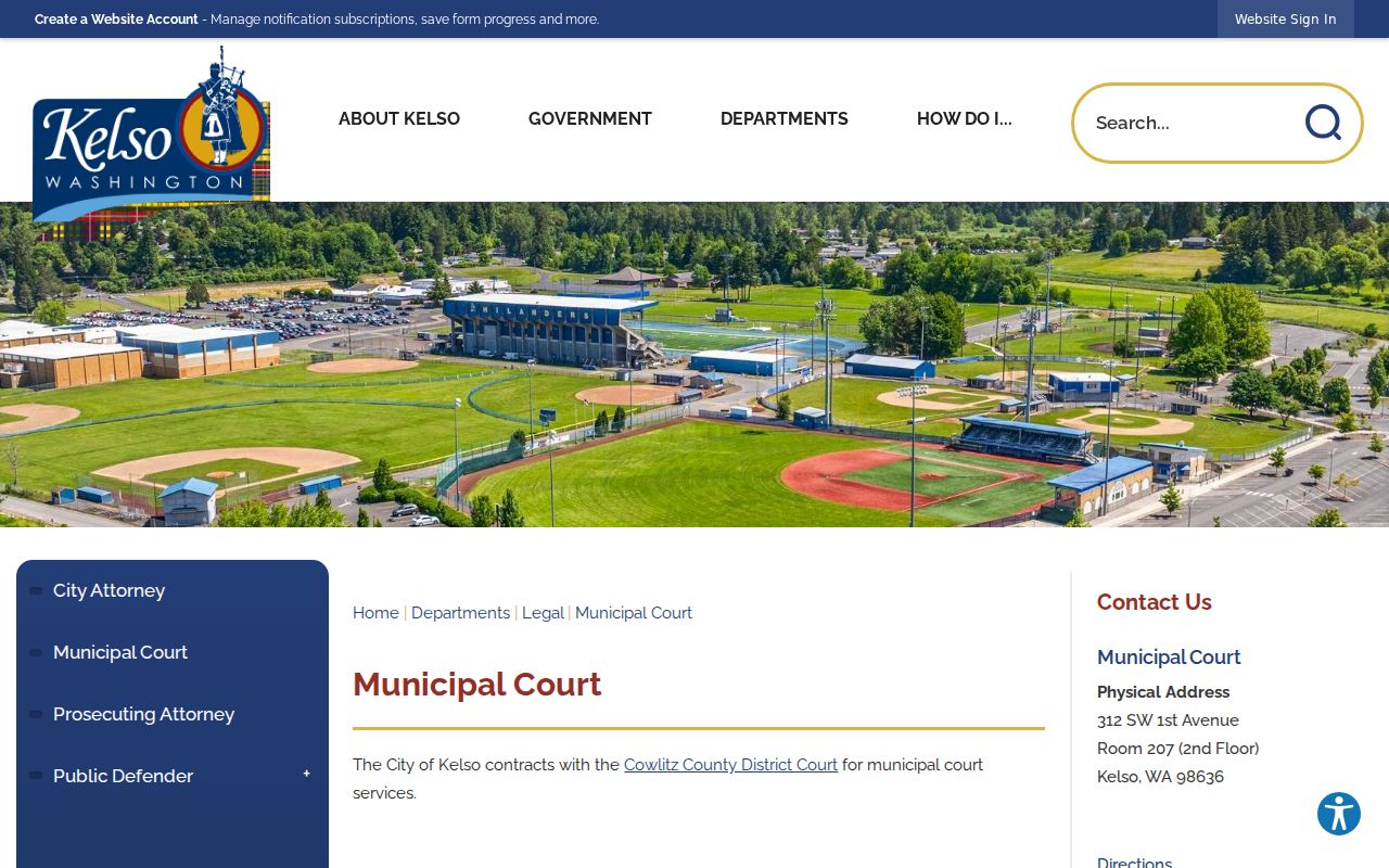 Kelso Municipal Court official information page
