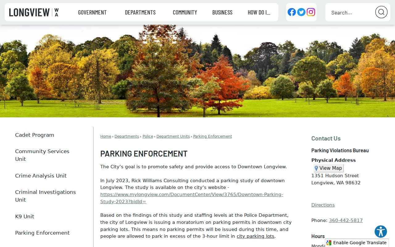 Longview Parking Enforcement official page